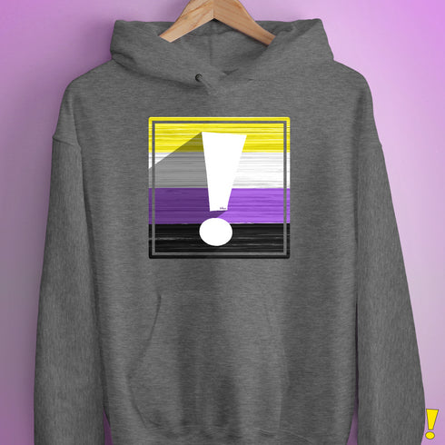 Nonbinary Pride Flag Exclamation Point Hoodie